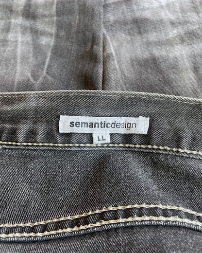 Semantic Design Studded Bleach Streaks Bootcut Denim Jeans