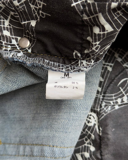 Number (N)ine x Loveless Music Notes Paint Splatter Distressed Repaired Denim Jeans
