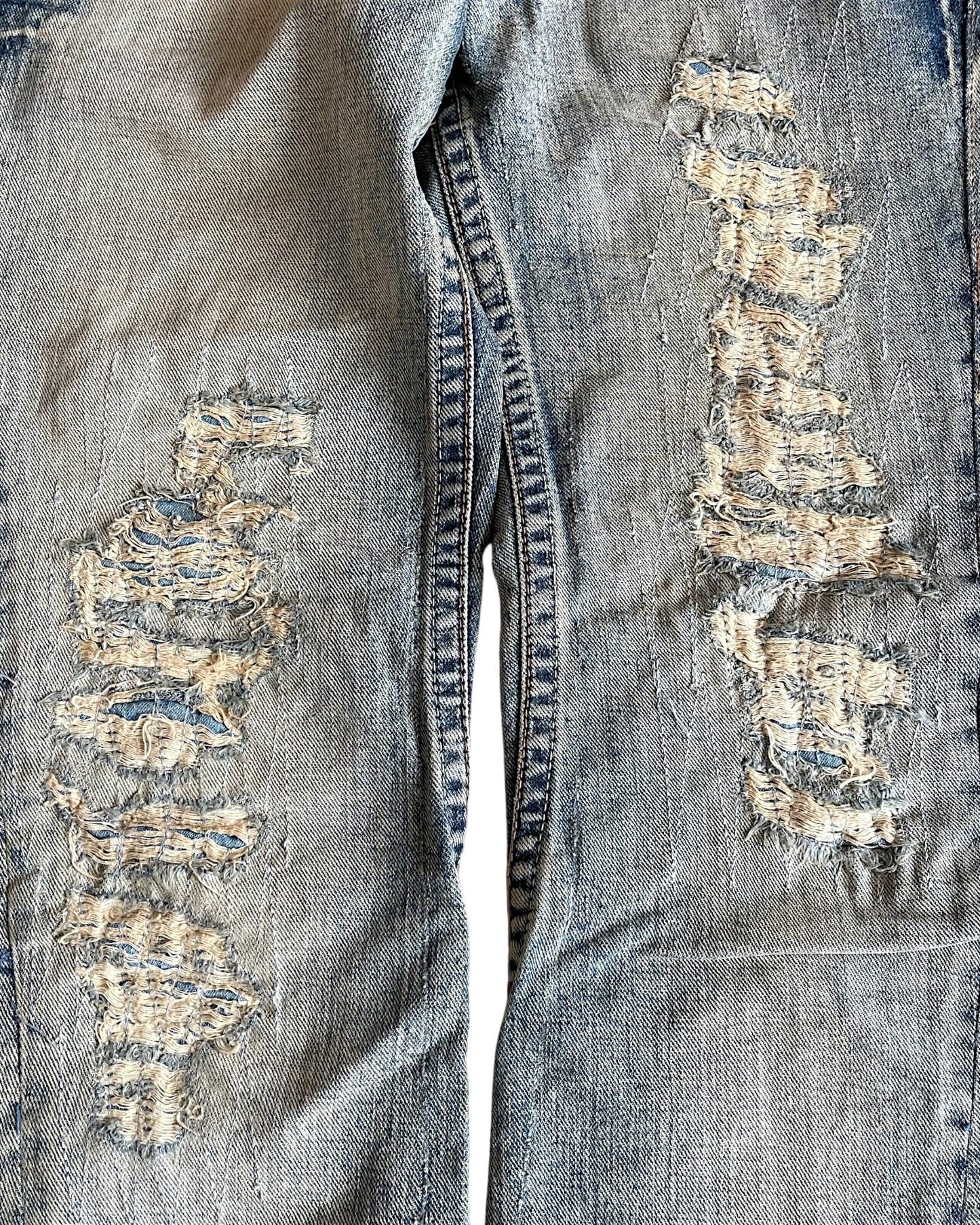 Tornado Mart 00s Distressed Repair Flare Denim Jeans