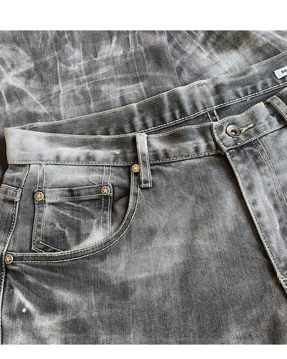 Semantic Design Studded Bleach Streaks Bootcut Denim Jeans
