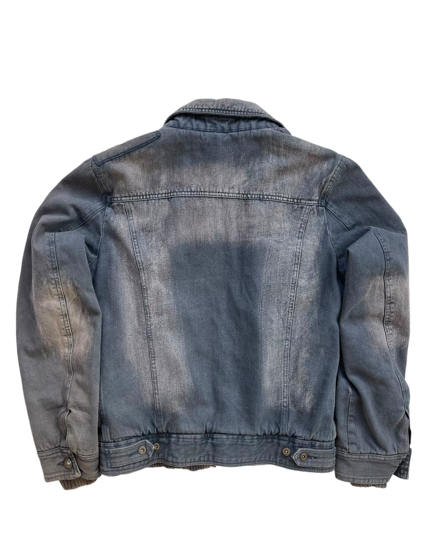 Dolce & Gabbana 00s Double Layer Mega Button Over-Dye Wash Denim Jacket