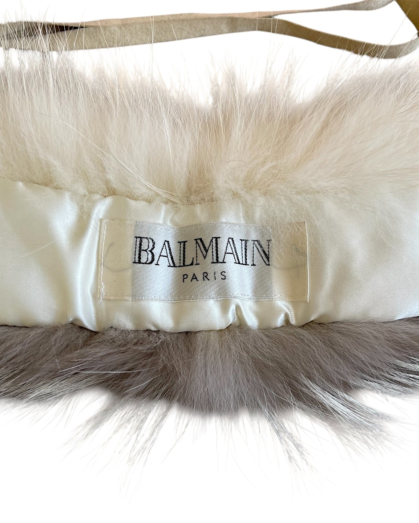 Balmain Vintage Suede Tassels Fur Neck Wrap Scarf