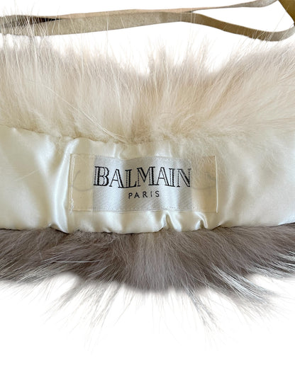 Balmain Vintage Suede Tassels Fur Neck Wrap Scarf