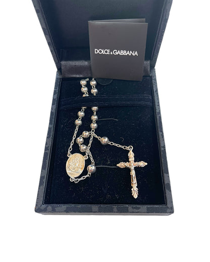 Dolce & Gabbana .925 Sterling Silver Cross Rosary Necklace