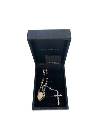 Dolce & Gabbana .925 Sterling Silver Cross Rosary Necklace