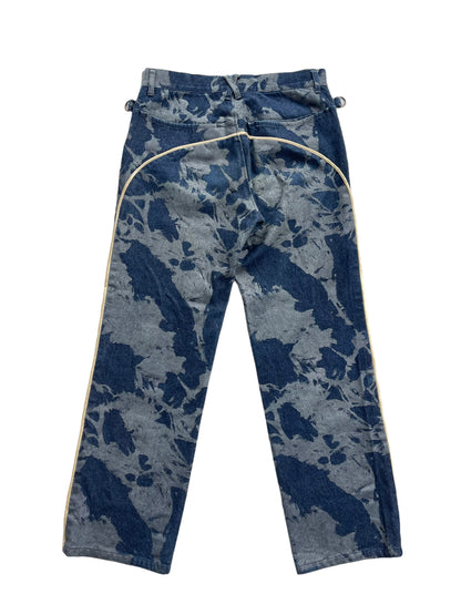 Beauty:Beast 00s Satin Trim Abstract Paint Denim