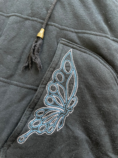 Obelisk Butterfly Embroidery Lyocell Padded Sweatshirt Hoodie