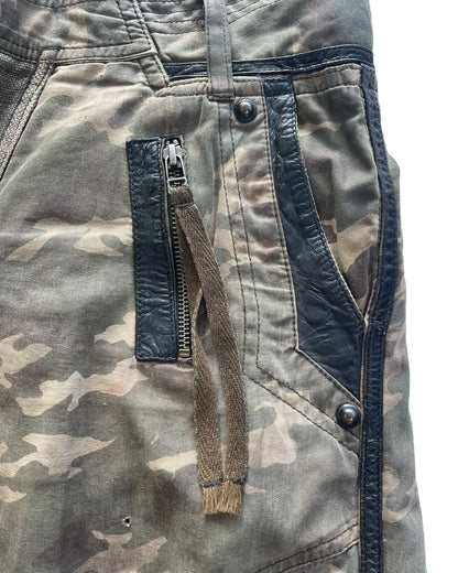 14th Addiction Goat Leather Trim Coin Button Military Cargo Pants