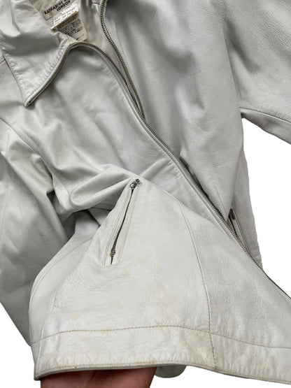 2000s Katharine Hamnett London High Neck Leather Blouson Jacket