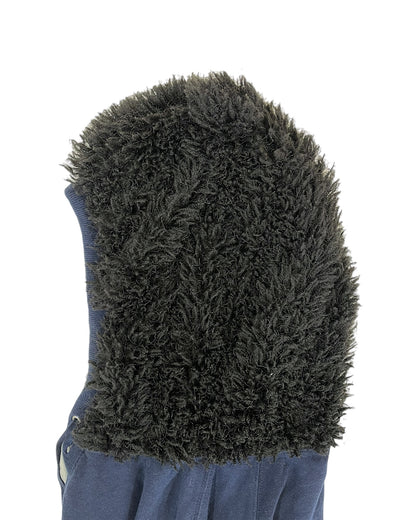 Mercibeaucoup Fuzzy Fur Bear Head Ears Hooded Button Sweatshirt