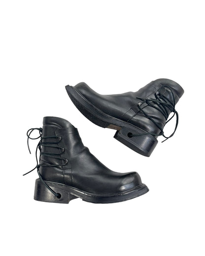 Dirk Bikkembergs 90s Back Lace Through Heel Leather Boots