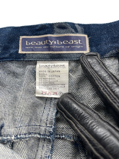 Beauty:Beast 00s Satin Trim Abstract Paint Denim