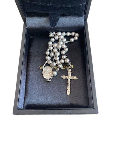 Dolce & Gabbana .925 Sterling Silver Cross Rosary Necklace