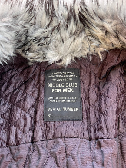 Nicole Club For Men Acrylic Fur Trim Quilted Coat Jacket