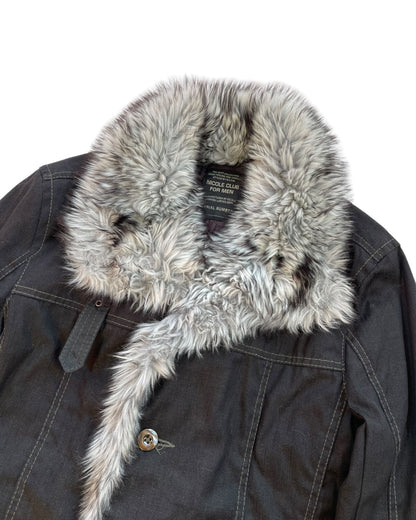 Nicole Club For Men Acrylic Fur Trim Quilted Coat Jacket
