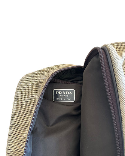 Prada Sport 2000s Leather Trim Expandable Clutch Canvas Bag