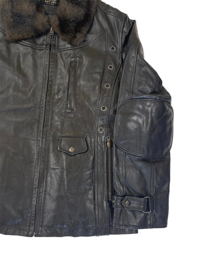 Yoshiyuki Konishi Padded Leather Eyelet Motorcycle Jacket