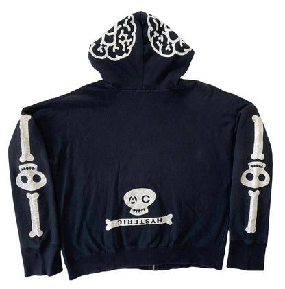 1980/90s Hysteric Glamour Anatomy Skulls Bones Zip Hoodie