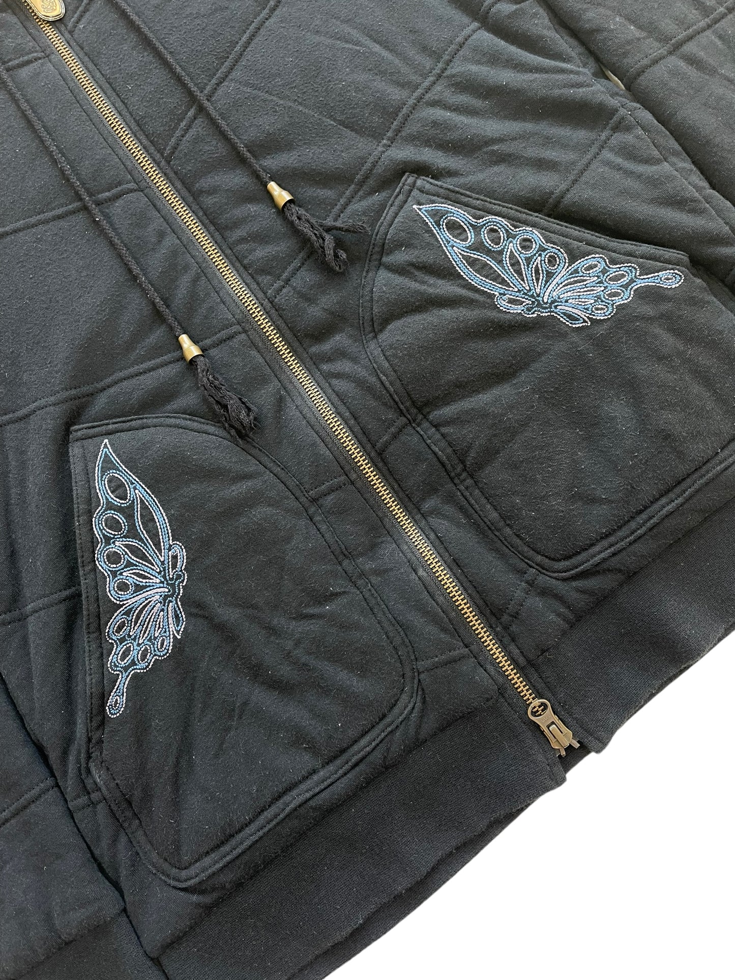 Obelisk Butterfly Embroidery Lyocell Padded Sweatshirt Hoodie