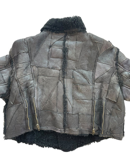 1980s Hysteric Glamour Shearling Lined Cropped Leather Patchwork Jacket