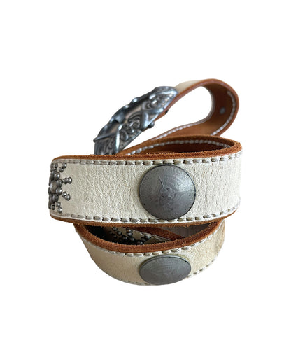 Tornado Mart Concho Studded Coin Engraved Leather Belt