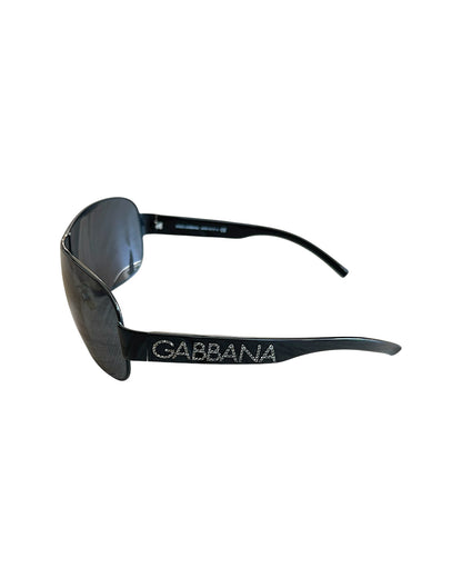 Dolce & Gabbana Shield Rhinestone Logo Sunglasses