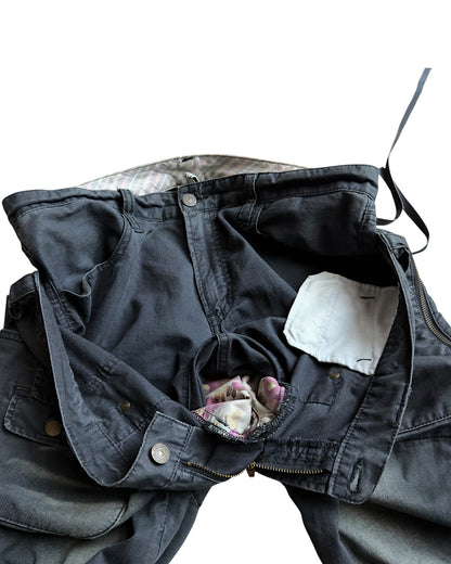 PPFM 2000s Double Waist Leather Tassel Floral Pants