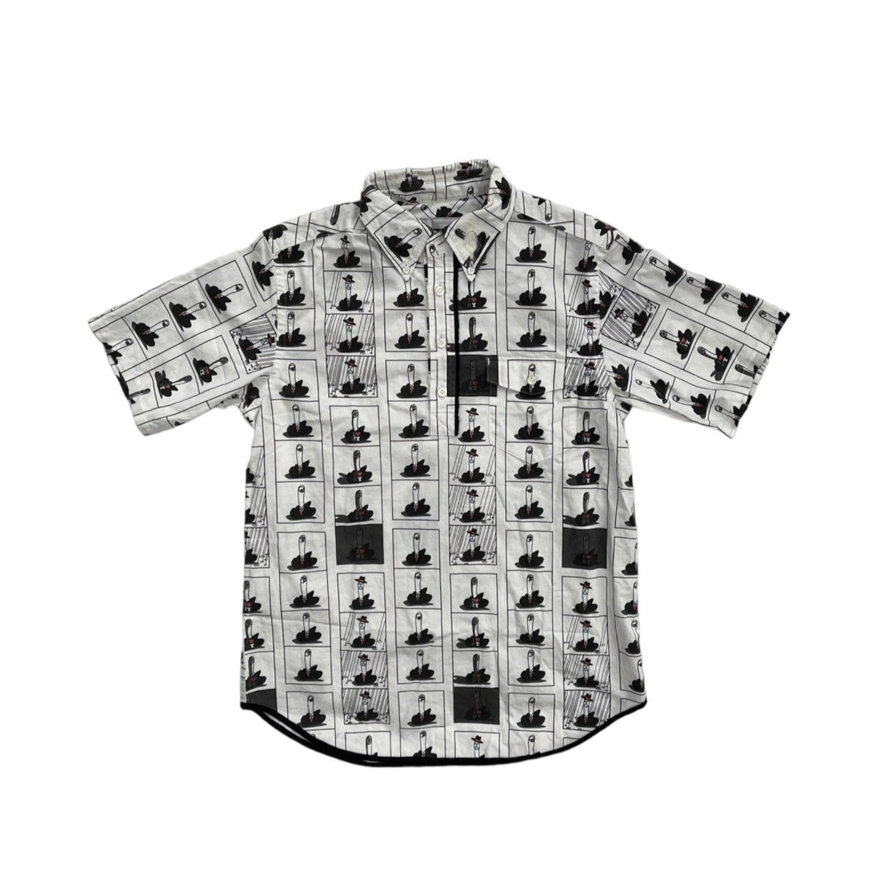 SS2002 Number (N)ine “The Modern Age” Middle Finger Comic Strip Button Shirt