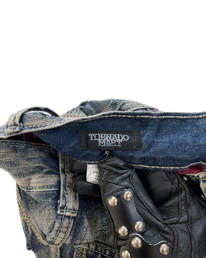 2000s Tornado Mart Tribal Embroidery Twisted Seam Chain Stitch Denim