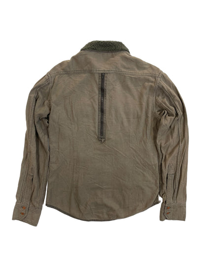GOA Military Boa Fleece Collar Gimmick Zipper Button Shirt