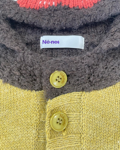 Né-Net Bear Face Hood Knit Cardigan