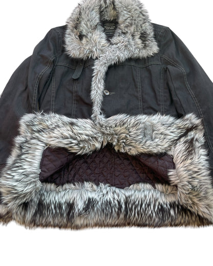 Nicole Club For Men Acrylic Fur Trim Quilted Coat Jacket