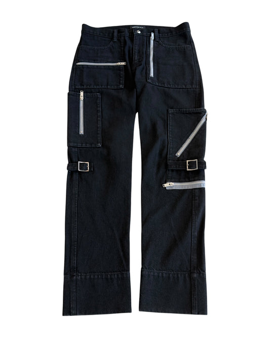 Undercover Multi-Pocket Zipper Bondage Cargo Denim Jeans