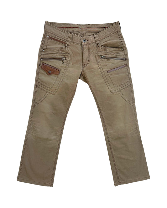 Nicole Club For Men Leather Detail Cargo Military Bootcut Pants