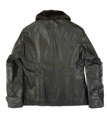 Yoshiyuki Konishi Padded Leather Eyelet Motorcycle Jacket