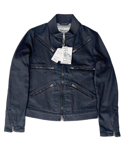 Vivienne Westwood Union Jack Zip Waxed Denim Jacket