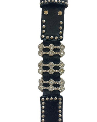 Y2K Studded Swarovski Crystals Buckle Leather Belt