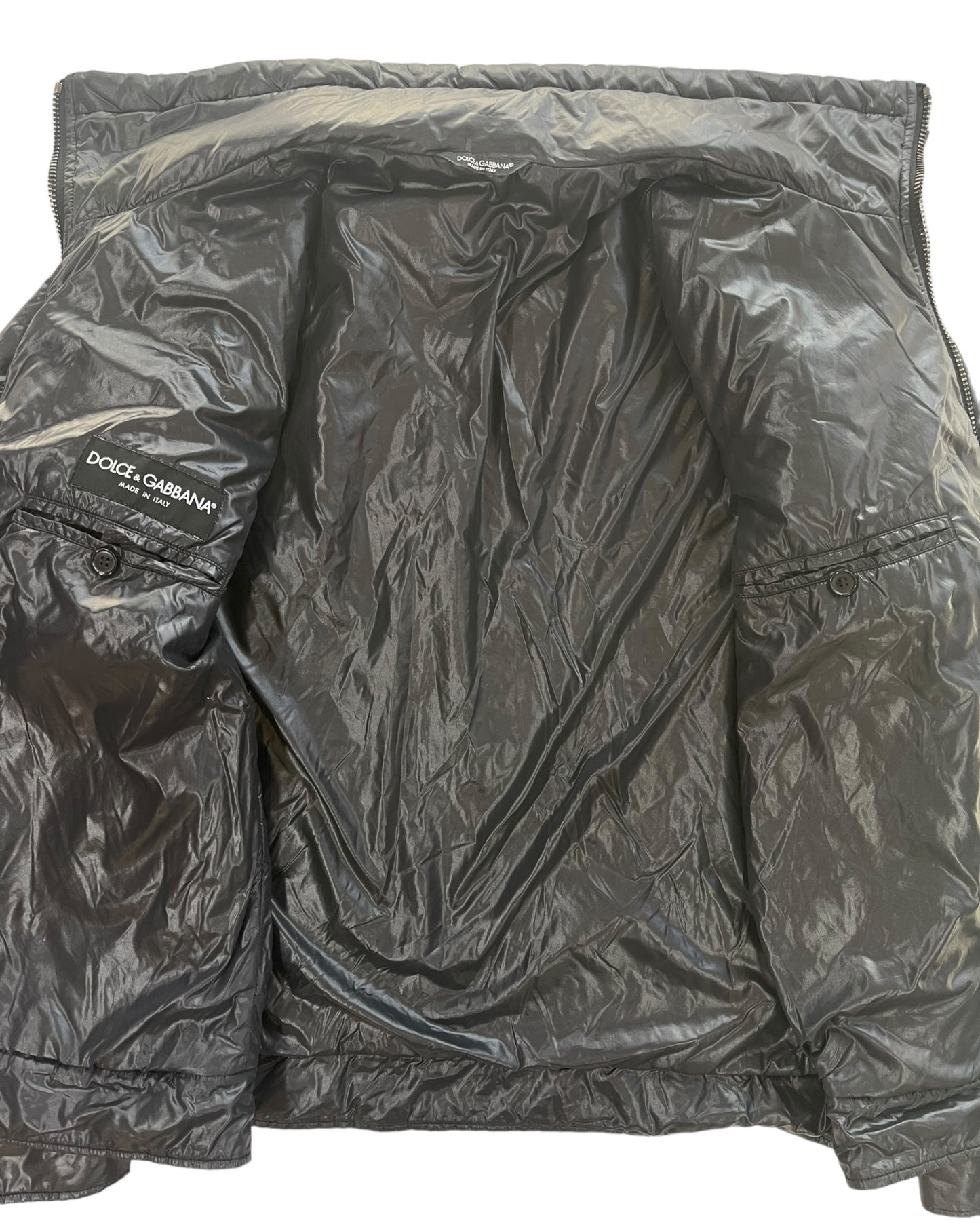 2000s Dolce & Gabbana Glossy Circular Pattern Nylon Padded Jacket