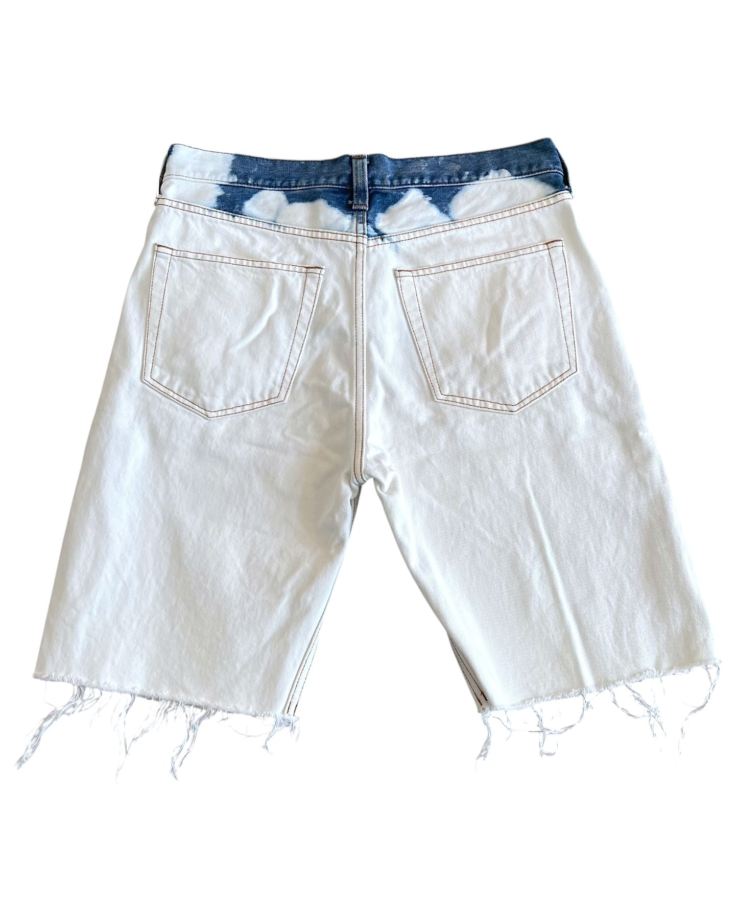 Balenciaga SS17 Frayed Bleach Denim Shorts