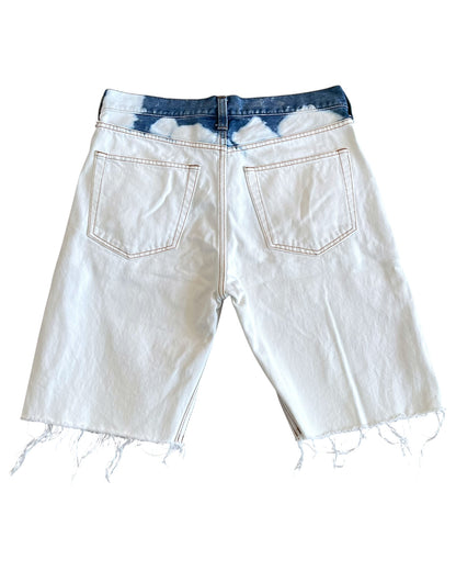 Balenciaga SS17 Frayed Bleach Denim Shorts