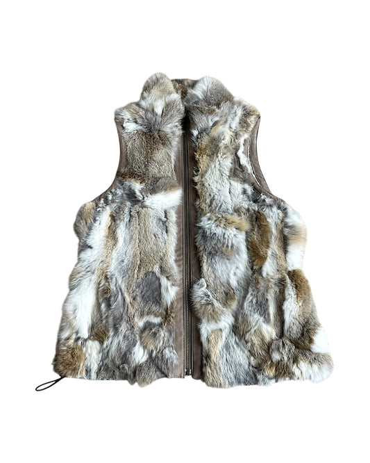 Honeysuckle Rose Rabbit Fur Paisley Lined Piping Trim Vest