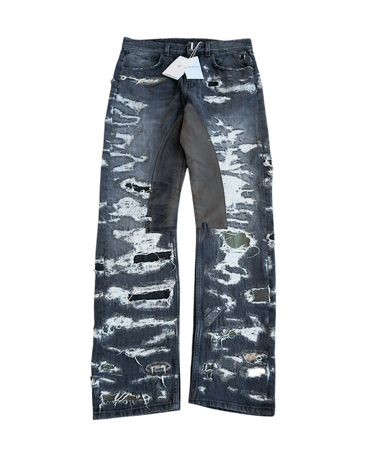 Givenchy AW2023 Moleskin Patch Distressed Boro Repaired Denim Jeans