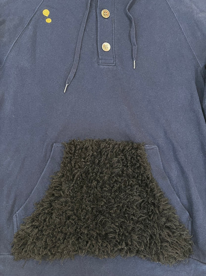Mercibeaucoup Fuzzy Fur Bear Head Ears Hooded Button Sweatshirt