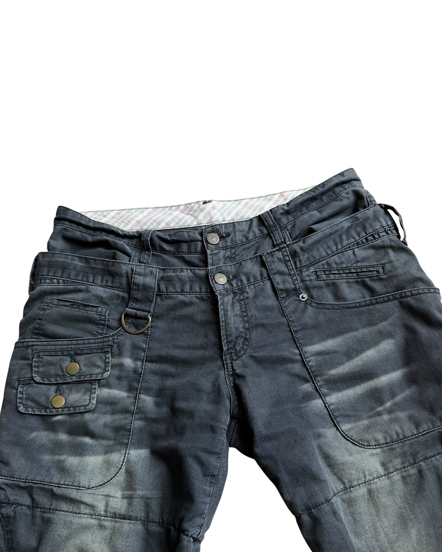 PPFM 2000s Double Waist Leather Tassel Floral Pants