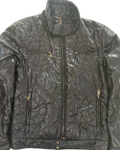 2000s Dolce & Gabbana Glossy Circular Pattern Nylon Padded Jacket