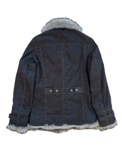Nicole Club For Men Acrylic Fur Trim Quilted Coat Jacket