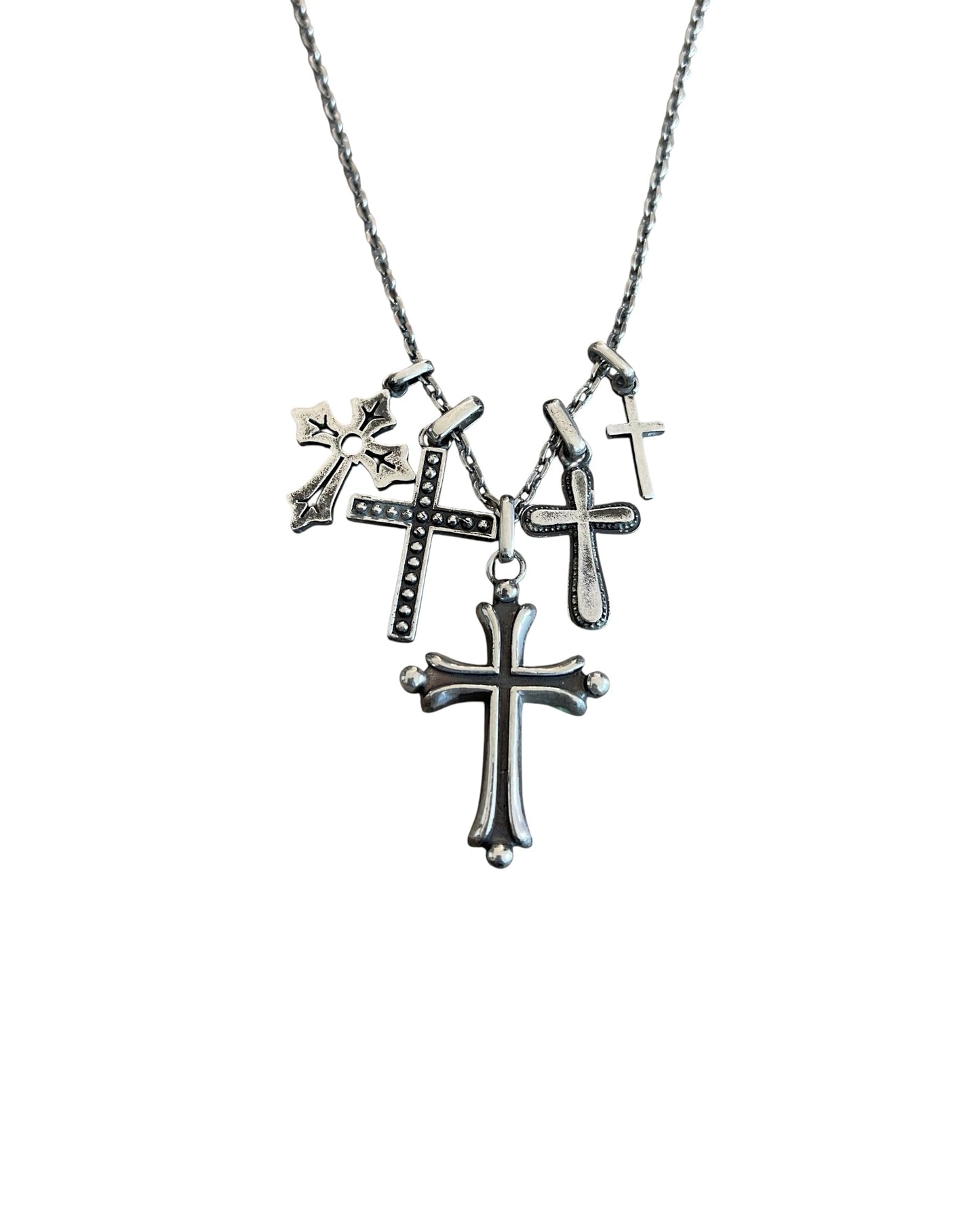 Undercover AW02 "Witch's Cell Division" 925 Silver Multi-Cross Pendants Necklace
