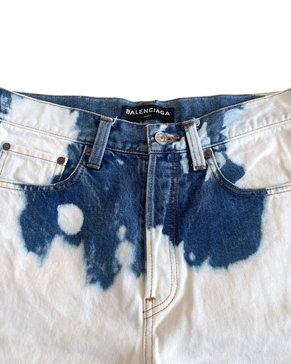 Balenciaga SS17 Frayed Bleach Denim Shorts