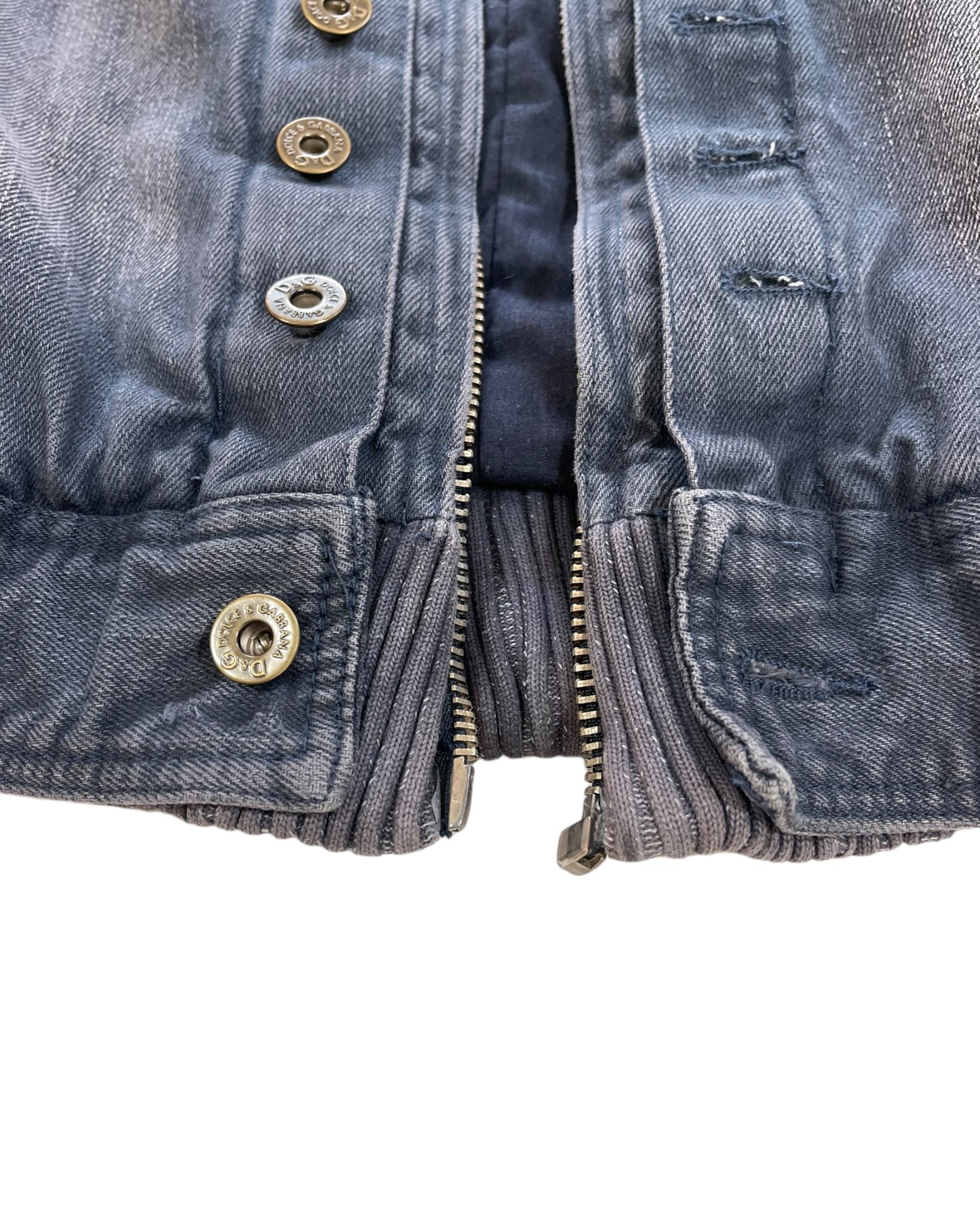 Dolce & Gabbana 00s Double Layer Mega Button Over-Dye Wash Denim Jacket