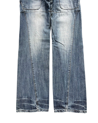 PPFM 00s Double Waist Floral Back Zip Tassel Denim
